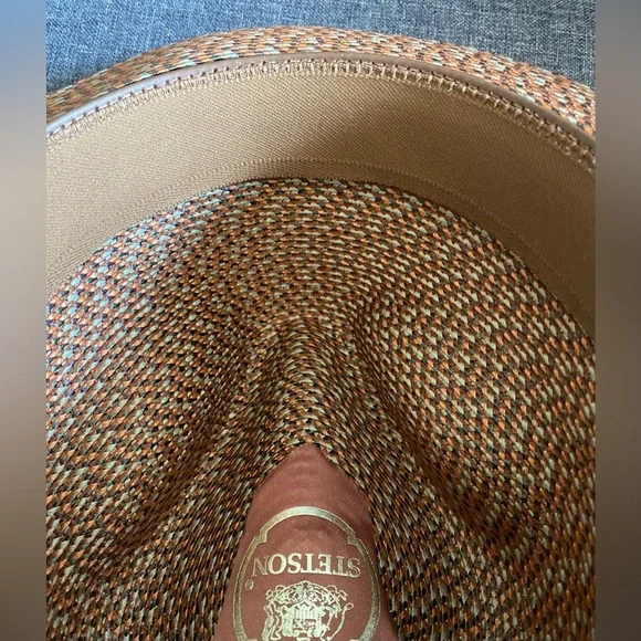 NWOT Stetson EMIN STRAW FEDORA Multicolor Woven Hat - Picture 9 of 11